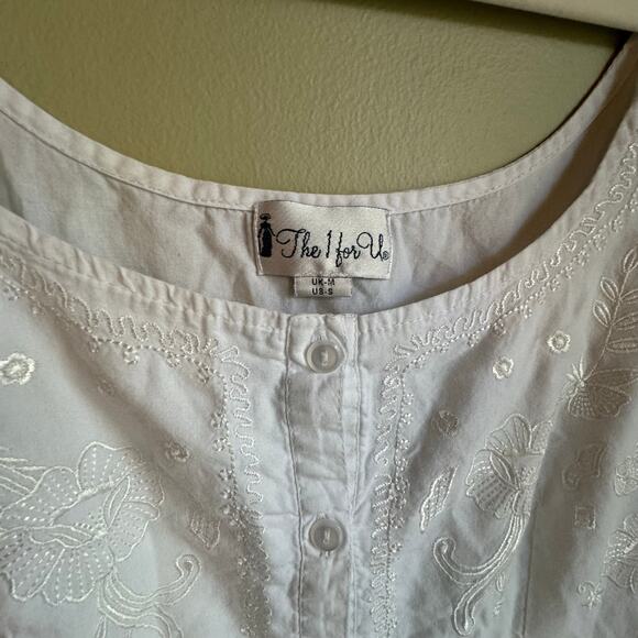 The 1 For U White Ruby Nightgown Vintage Style Embroidery Cotton Nightdress Midi - Picture 2 of 6